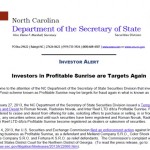 UPDATE: North Carolina Says Profitable Sunrise Investors Have Been Targeted In 'Reload Scams' Like Zeek Rewards Investors Before Them